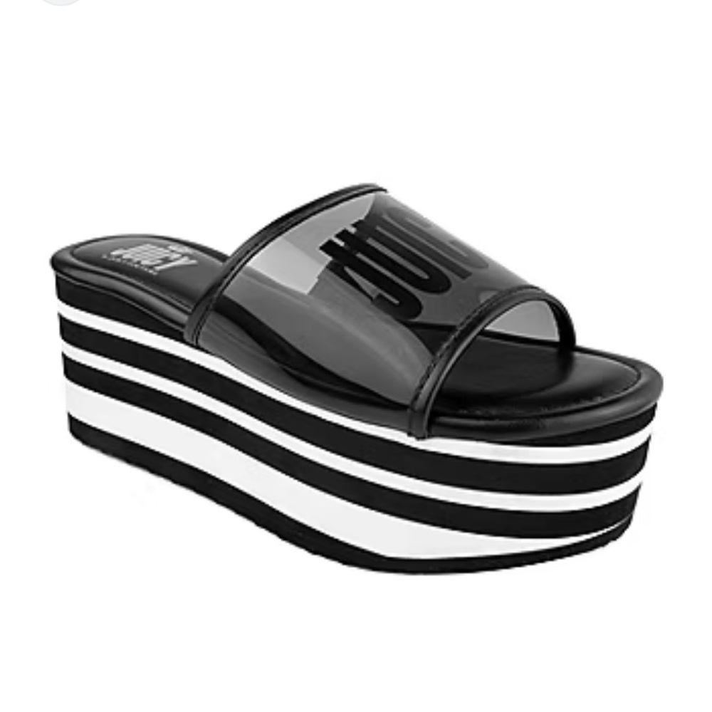 Juicy Couture Drena Black and White Slides Size 7 NWT